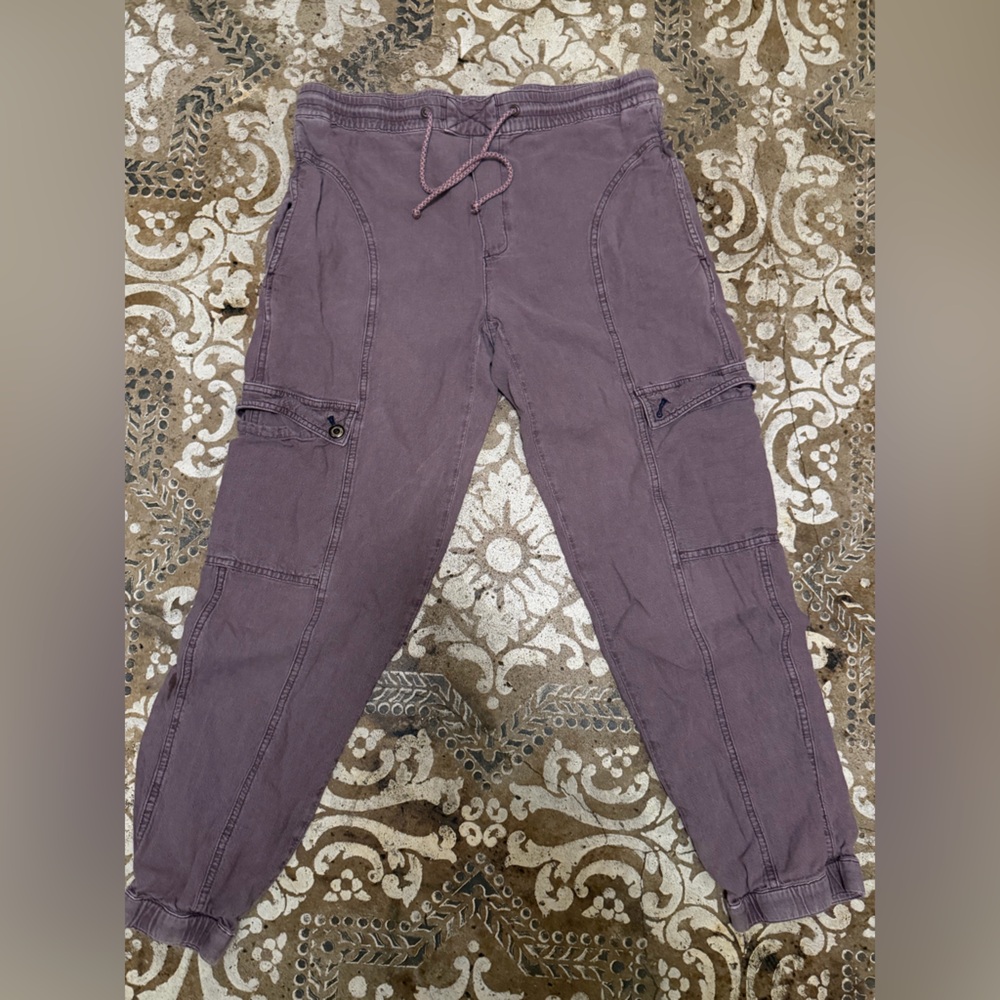 Anthropologie periwinkle linen cargo pants
